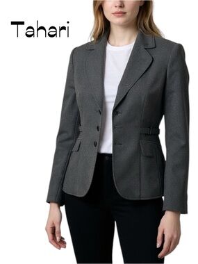 Tahari Gray Fitted Jacket Blazer NWOT Size 2P